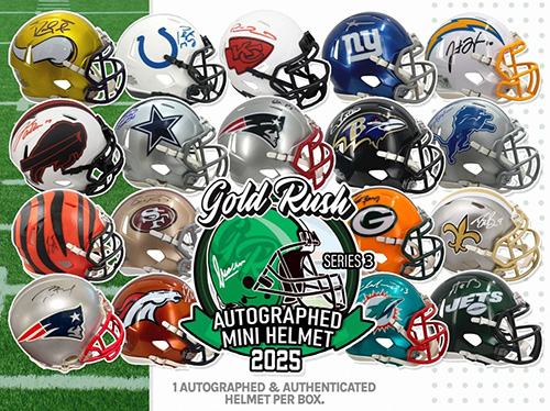 2025 Gold Rush Autographed Mini Helmet Football Series 3 6 Box 1/2 CASE Pick Your Team Break #454