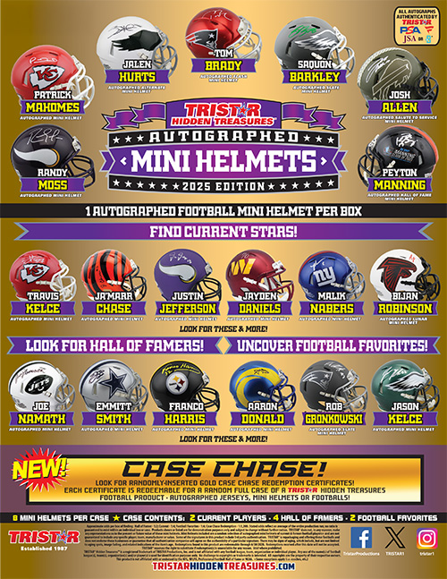 2025 TriStar Hidden Treasures Autographed Mini Helmet Football 2 Box Random Team Break #497
