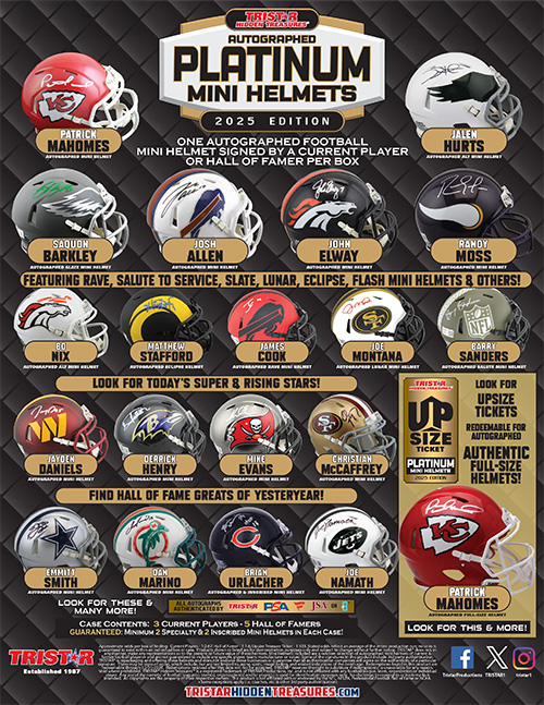 2025 TriStar Hidden Treasures Autographed Platinum Mini Helmet Football 2 Box Random Team Break #578