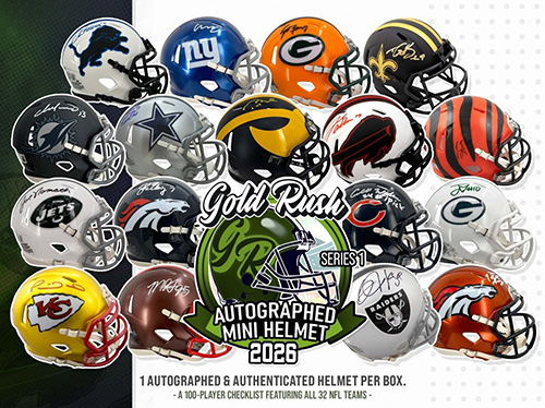 2026 Gold Rush Autographed Mini Helmet Football 6 Box 1/2 CASE Pick Your Team Break #663
