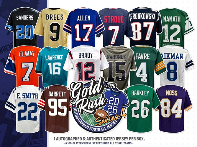 2026 Gold Rush Autographed Football Jersey Series 4 3 Box 1/2 CASE Pick Your Team Break #758