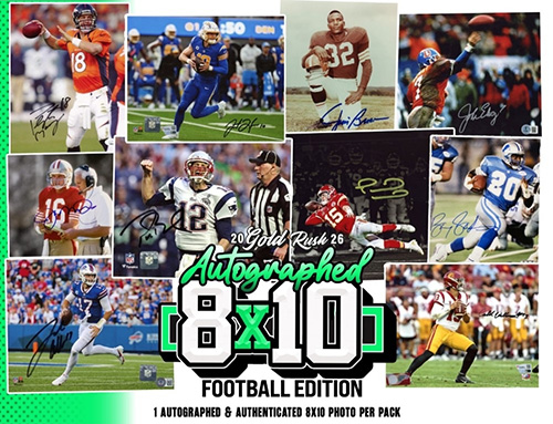 2026 Gold Rush Autographed 8x10 Football Edition 10 Pack FULL CASE Pick Your Team Break #790